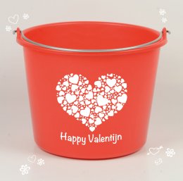 Rode emmer met Happy Valentijn logo